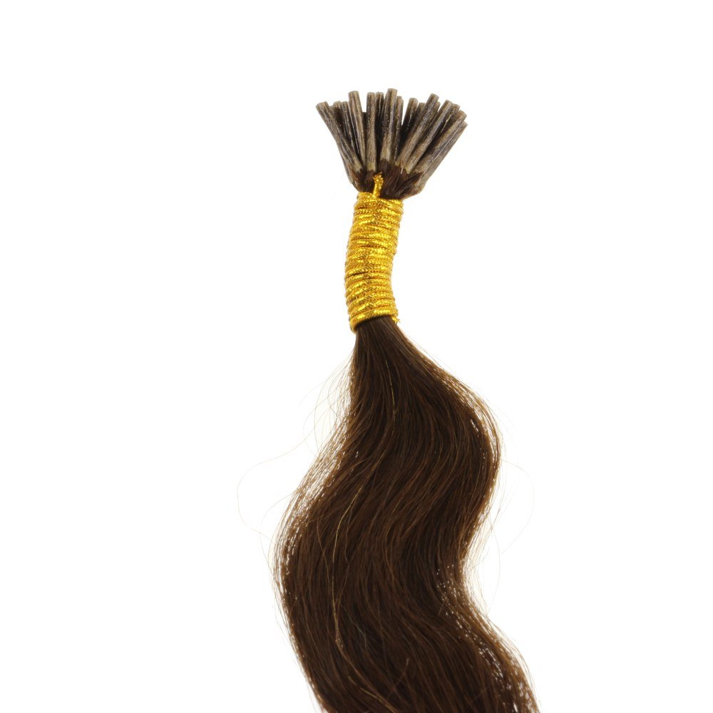 Just Beautiful Hair 50cm Kępki com Microanilla I-Stick Włosy Autentyczny Indian Remy, 1g - #2 brązowy, 1x200 pasma