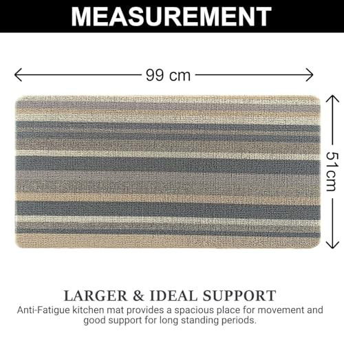 Image of Luxe Home Cuba PVC Door Mats Loop Utillity Anti Fatigue - Stripe Yellow - Cushioned, Non Slip, Washable - Indoor Outdoor Mats for Home, Kitchen, Garage More (51x99 cm)