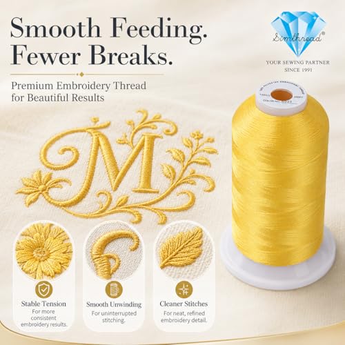 Image of Simthread 5500Yds /5000M 40WT Polyester Embroidery Thread Sun Flower S023 | High-yardage 5000M spool offers smooth feeding and stable 40WT polyester thread for home and commercial embroidery machines.