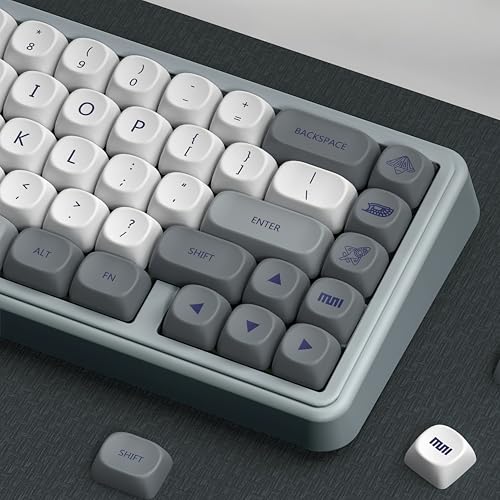 Image of dagaladoo PBT Keyboard keycaps,White /Grey moa keycaps