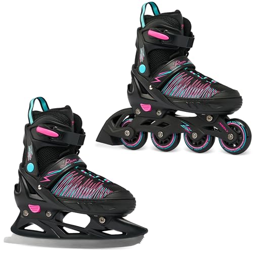 RAVEN 2in1 Schlittschuhe Inline Skates Inliner für Kinder Erwachsene Mädchen Damen verstellbar (Allure 38-42 (25cm-27 5cm))