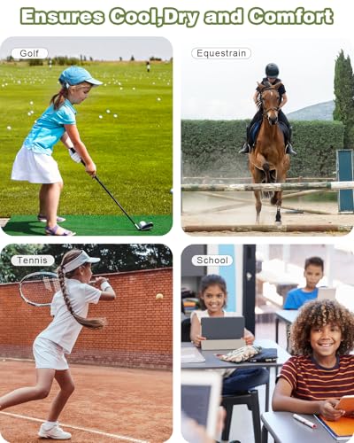 Image of Soneven Girls Ruffle Sleeve Polo Shirts V-Neck Golf Tennis T-Shirts Uniform Shirts Quick Dry for 4-14 Years