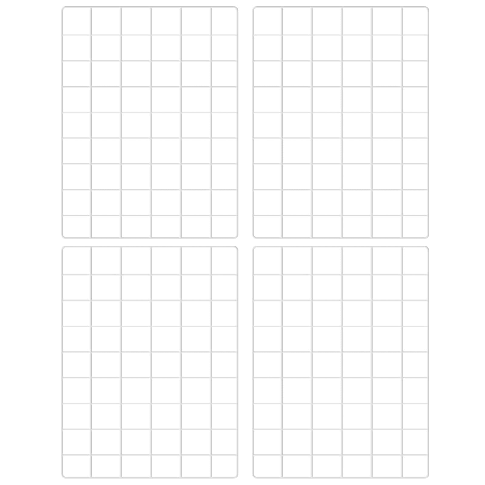 Grille Murale d'exposition en métal Blanc, Lot de 4, Grille pour Suspension de Photos avec Pinces, réglable et Polyvalente, déco Murale pour Photos, avec Crochets, pour Maison ou Bureau