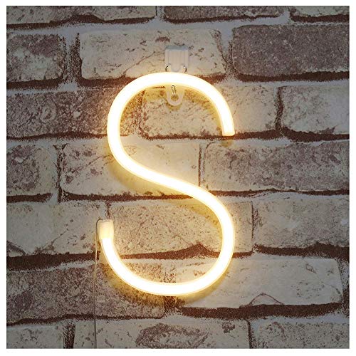 Image of Warm White LED Neon Word Signs - Battery /USB Operated Neon Letter Alphabet Signs for Girls' Room, Wedding, Birthday Party, Christmas Home (S)