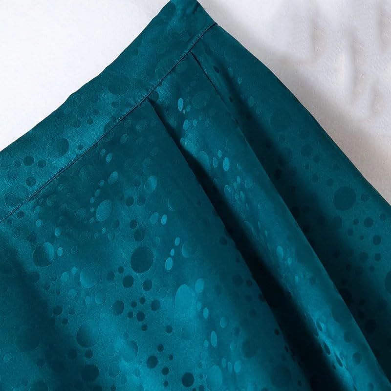 Women's Silk Satin Polka Dot Midi Skirt with Elastic Waist Casual Solid A-Line Vacation Skirt3