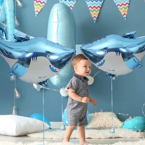 Image of Rozi Decoration Under the Sea Foil Balloons Set - 14 Pcs Ocean Theme Party Decorations | Shark, Dolphin, Octopus, Seahorse, Starfish & Fish Balloons | Birthday, Baby Shower, Kids Pool Party Supplies