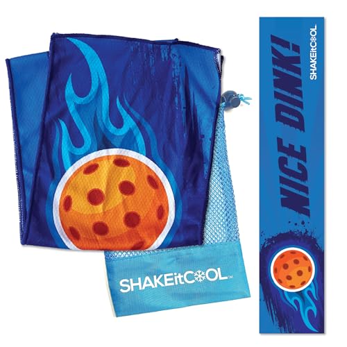 SHAKEitCOOL Original Cooling Towel – Be Cool in Style - Heat Relief, Soft, Lightweight, Sun Protection, Easy Clean - Perfect for Biking, Running, Yoga, Gym, Gardening - Pickleball