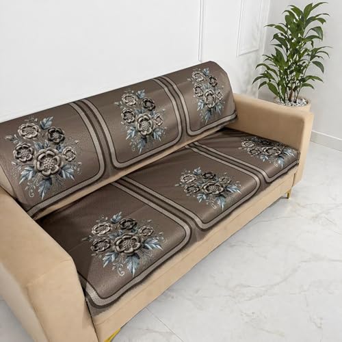 Image of Homerz Premium Waterproof Jasmine Joe Sofa Seat Cover - Floral Printed Sofa Protector | Non-Slip, Washable & Durable Sofa Protector (Mouse, 7 (3+2+2) Seater with Back)