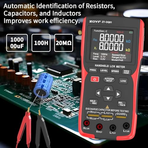 Image of SKYKING LCR-Q Digital Bridge Tester Meter - Portable Handheld L /C /R /Z LCR Meter, Auto Component ID, 100 Hz-100 kHz Test Frequencies, 0.3% Accuracy, TFT Display, USB-C Charging