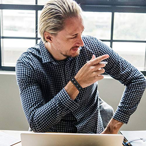 Top Plaza Mens Lava Rock Stone Essential Oil Diffuser Bracelet Chakra Yoga Healing Crystal Bracelet Natural Gemstone Beads Anxiety Bracelets Braided - Matte Black Agate + Dragon Stone #TOP3