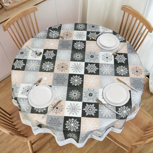 Image of Dakshya Industries PVC Waterproof Round Table Cover for 4 Seater Dining Table | 60 Inch Round Printed Table Cover | Spill Proof, Oil Resistant, Heat Resistant, Wipe Clean
