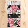 Moslion Floral Bath Towel - Pink Peony & Rose Design On Black White Stripes, Soft Microfiber, 32x64 Inches - View #4