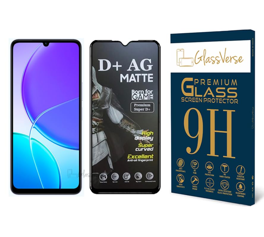 Image of GlassVerse Matte Tempered Glass for Vivo Y19e | Anti Glare, Smooth Touch Screen Protector, 9H Hardness, Edge to Edge, Case Friendly, Hassle-less Installation Kit Included. (Pack of 1)