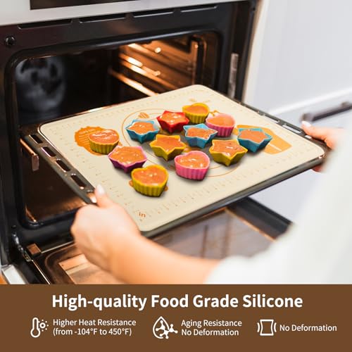 Image of DANIA & DEAN Silicone Baking Mat - Upgrade 26x16 Inch Extra Thick Pastry Mat with Measurements, Non-Slip and Reusable, Kneading Dough Mat for Kitchen Counter, Bread, Cookies, Pizza, Fondant, Pasta