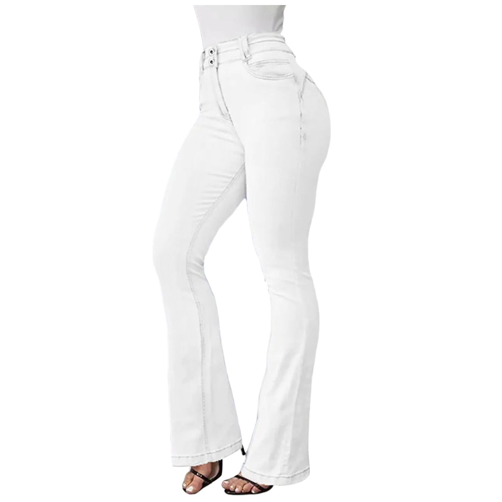 Jean bootcut pour femme à coupe ajustée et taille haute bleu rétro