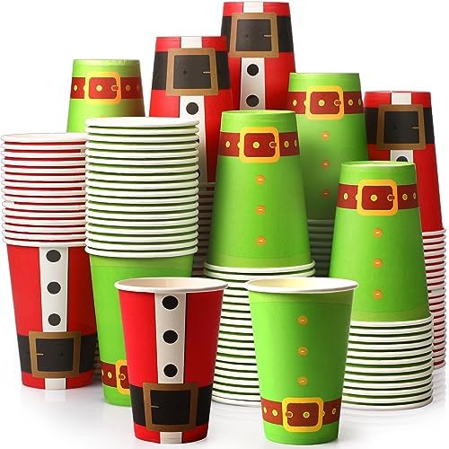 Nuenen 200 Pcs Christmas Coffee Cups Disposable Paper Christmas Drink