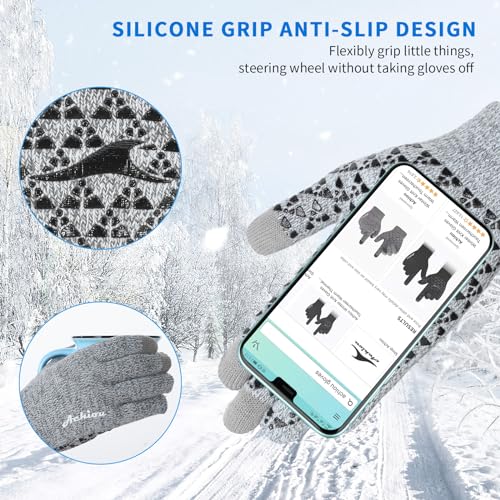 Image of Achiou Winter Gloves, Glove for Men Women, Upgraded Touch Screen Texting Warm Running with Thermal Soft Knit Lining