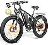 Dual Motor 3000W Peak Electric Bike for Adults Women Men, Electric Bicycle 52V23AH Battery, Up to 37MPH 87 Miles Range, Full Suspension, Hydraulic Disc Brake E-bike with 26*4' Fat Tire for All Terrain