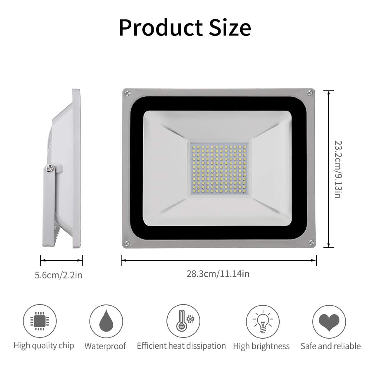 Reflektor zewnętrzny 100 W, białe światło dzienne 6500 K, wodoodporne oświetlenie bezpieczeństwa Ip65, zewnętrzna lampa ścienna, oświetlenie robocze do ogrodu i garażu, niebieski, 12 V (1 W