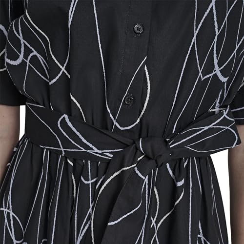 Image of DKNY Women's Short Sleeve Cotton Poplin Collared Midi Shirtdress
