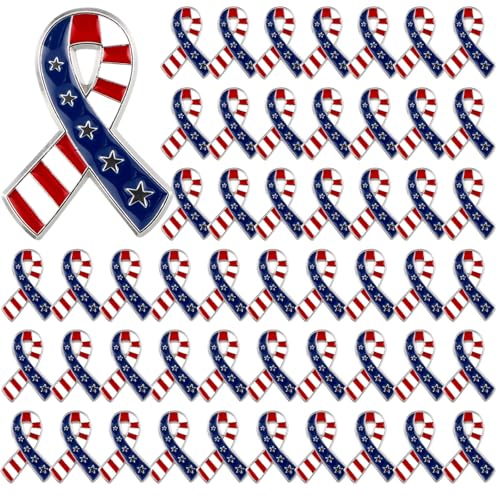 Image of Yinkin 48 Pcs 4th of July Label Pins 250th Anniversary Enamel Pins Bulk American Patriotic Brooch Memorial Day Gift Independence Day Backpacks Clothes Bags Accessories