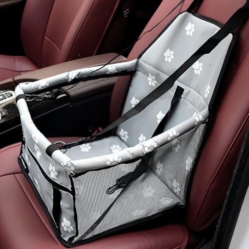 WIYETY Extra Stabiler Hunde Autositz: 40 * 32 * 22cm Wasserdicht Atmungsaktiv Hundeautositz mit Sicherheitsgurt, Hunde Autositz für Katzen Andere kleine Haustiere, Grau