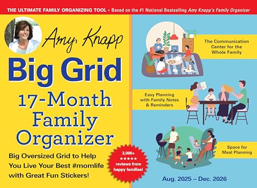 2026 Amy Knapp's Big Grid Family Organizer Wall Calendar: 17-Mont...