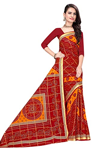 Image of TAMAIRA FASHION Mulmul Pure Cotton Saree For Woman Gharchola Bandhani Printed |Office Wear Daily Wear Sarees For Women Without Blouse Piece