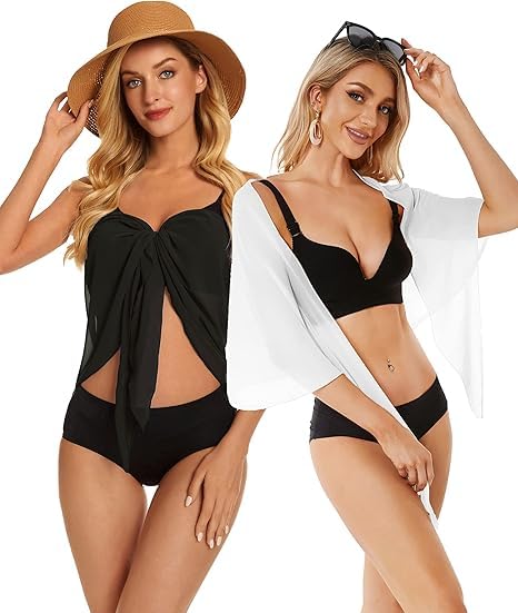 Tarini 2 Pieces Women Beach Sarong Bathing Suit Wrap Skirt Sheer Bikini Swimsuit Cover Ups for Swimwear 3