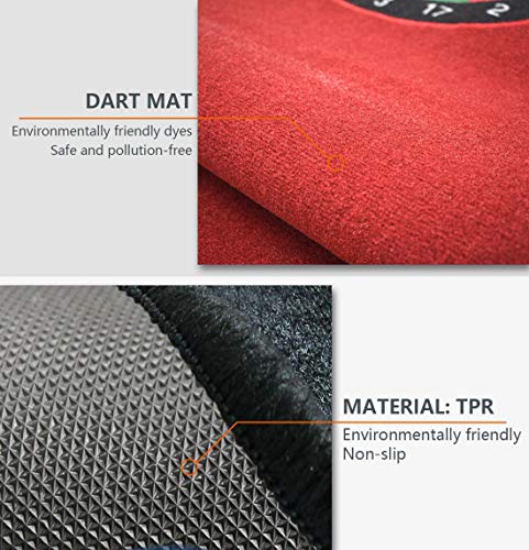 Anlik Dart Mat with Throw/Toe Lines,300 x 66cm (Red)