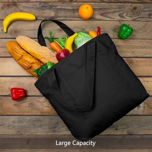 Image of 19x15 Inch Large Canvas Tote Bag | 100% Organic Reusable 330 GSM Cotton Handbag With Zipper Closure and Front Pocket for Shopping, Daily Use, Travel, Grocery, Gifting, Office and Storage