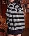 YEMOCILE Women's Striped Zip Up Hoodie Casual Drawstring Long Sleeve Loose Fit Coat Sweatshirt Street Wear Grey