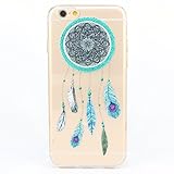 iPhone 6 Case, iPhone 6s Case, JAHOLAN TPU Silicone Gel Soft Bumper Clear Case Cover for Iphone 6 6S (Green Dream Catcher Feather)