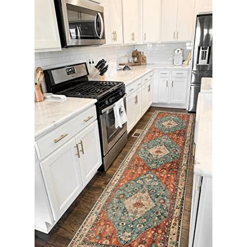 Lahome Boho Tribal Runner Rug - 2'6" x 10' Long Oriental Hallway Rug Runner Kitchen Mat, Soft Non Slip Machine Washable Stair Carpet Runner for Hall Living Room Bedroom Sunroom Hardwood Floo
