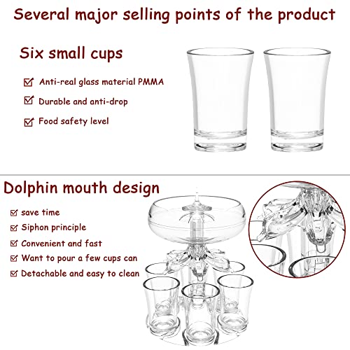 ALEVMOOM 6 Shot Glass Dispenser and Holder, Dispensers For Filling Liquids Multiple 6 Shot Glass, Acrylic Touchless Liquor Dispenser for Drink Cocktail Juice - Fun Bar Accessories Drink Tool by ALEVMOOM - Image 5