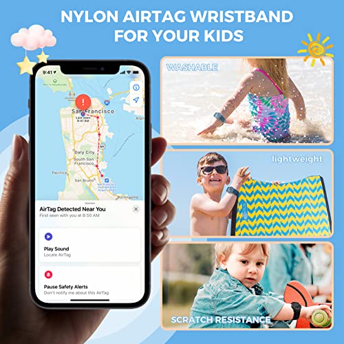 Image of typecase AirTag Wristbands for Kids, TPU Holders with Nylon Straps, 2 Pack | 360 Full Coverage Protection, Lightweight Stretch Fit, Fits Toddlers to Seniors, AirTag Not Included