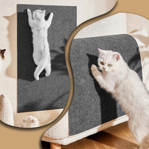 Selbstklebend Kratzteppich Katze, dellyy Kratzmatte Selbstklebend Zuschneidbar, Kratzbretter Katze Wand, Katzenkratzbretter, Kratzschutz Sofa Katze (Dunkelgrau, 40×200cm)