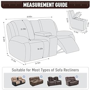 TAOCOCO Recliner Loveseat Cover with Middle Console Sofa slipcover, Stretch Reclining Sofa Covers for 2 Seat Reclining Couch, Jacquard Pattern Soft Loveseat Slipcover Furniture Protector, Dark Coffee TAOCOCO Recliner Loveseat Cover with Middle Console Sofa slipcover Stretch Reclining Sofa Covers for 2 Seat Reclining Couch Jacquard Pattern Soft Loveseat Slipcover Furniture Protector Dark Coffee