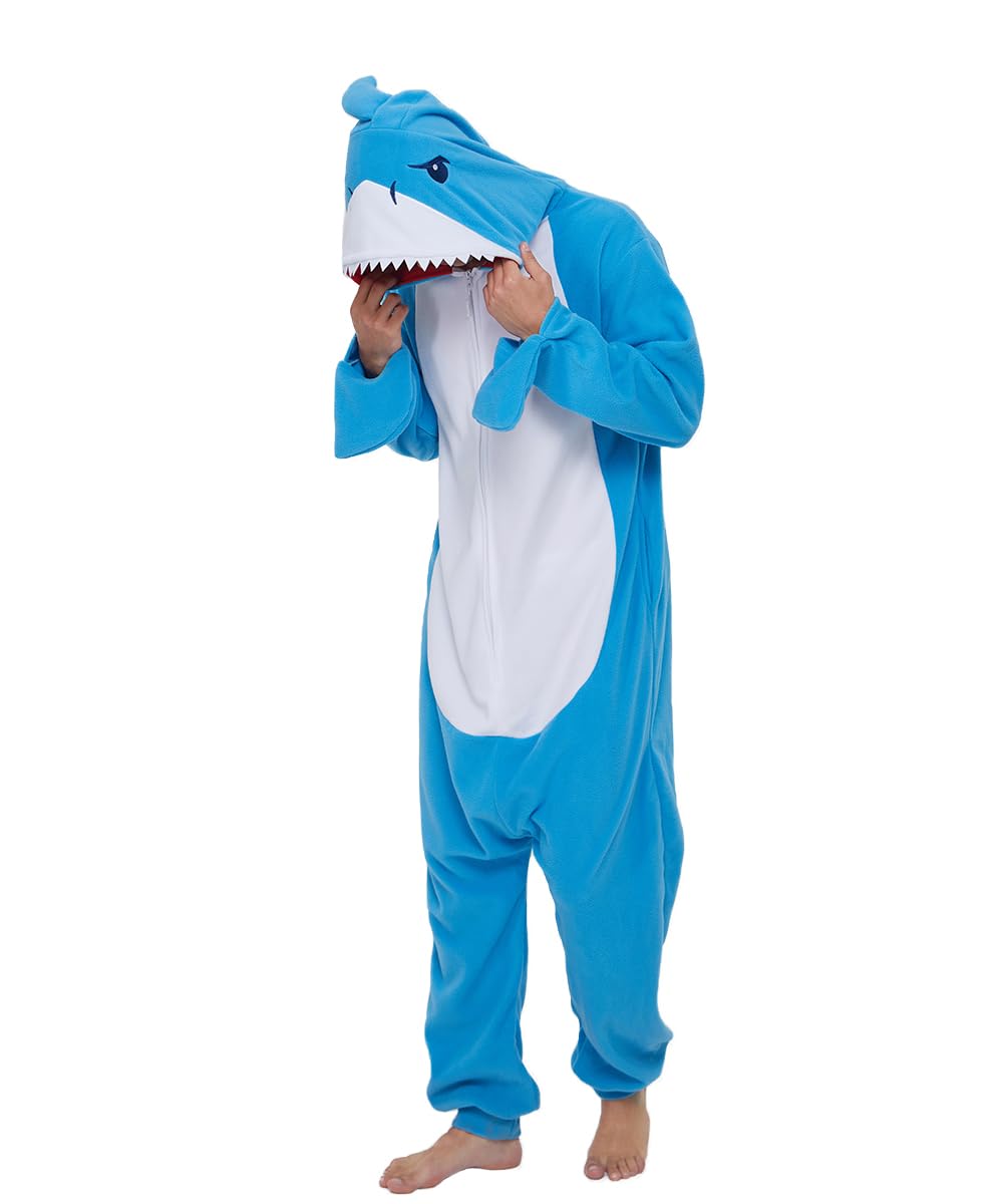 Laahoem Animal Requin Pyjama Unisexe Adulte à Capuche Hommes Femmes Combinaison Costume Cosplay Pyjama