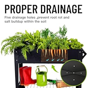 Elevate herb garden planter box outdoor raised beds with legs wheels for vegetables flower tomato patio backyard black planter  urban country home decor