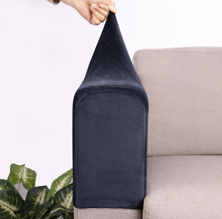Skybook Sofa Arm Covers Sofa Arm Covers Protectors Set of 2 Stretch Velvet Armrest Chair Covers Furniture Protector Slipcovers for Armchairs Sofa Couches Recliner (2pcs Navy Blue)