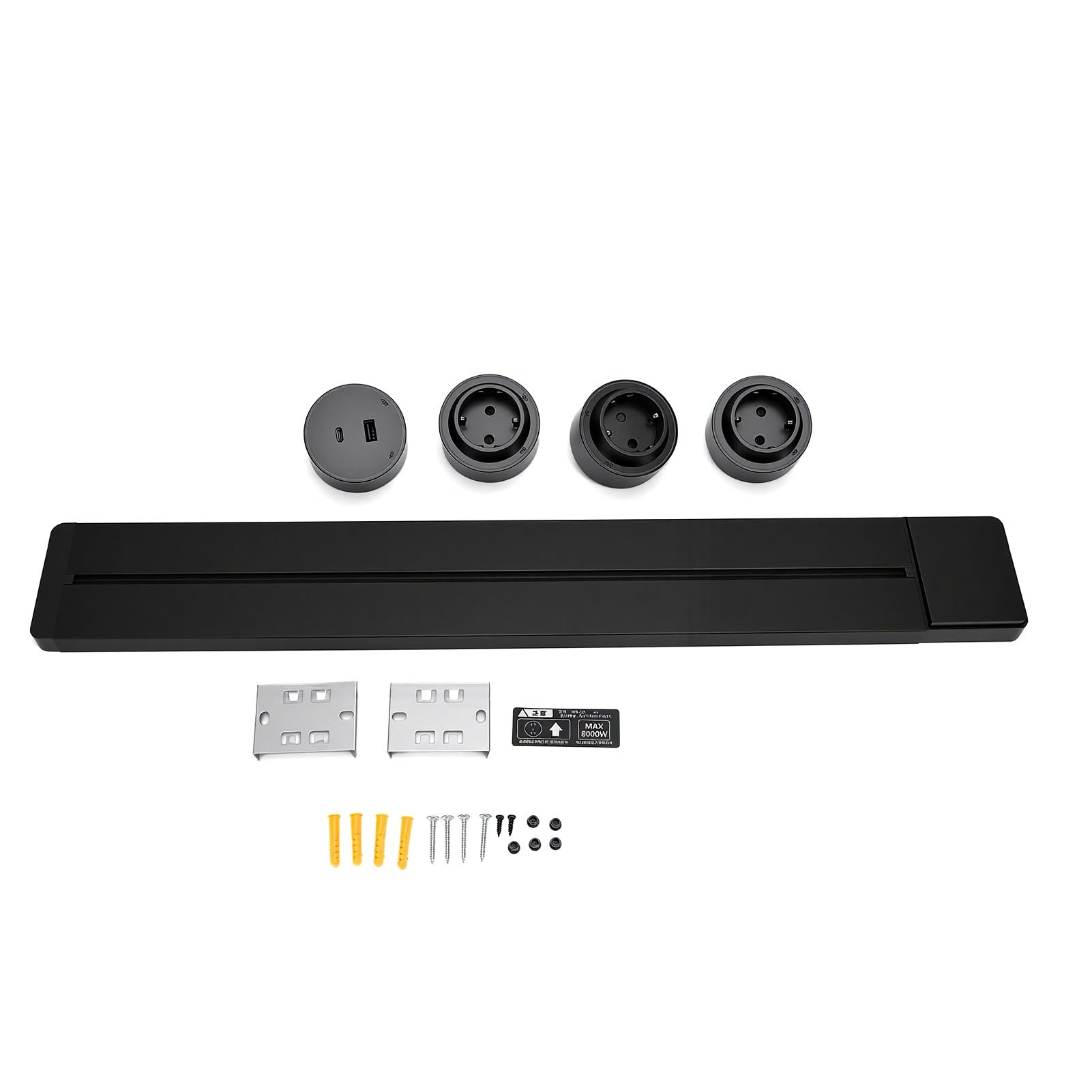 Presa Power Track da 60 Cm, 3 Prese CA con USB A e C, Luce Blu da