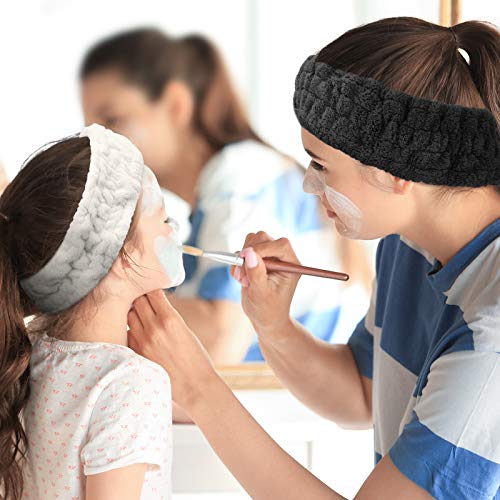 3 Pieces Spa Facial Headband for Makeup and Washing Face Terry Cloth Hairband Yoga Sports Shower Facial Elastic Head Band Wrap for Women(Black, White, Light Grey) - Image 7