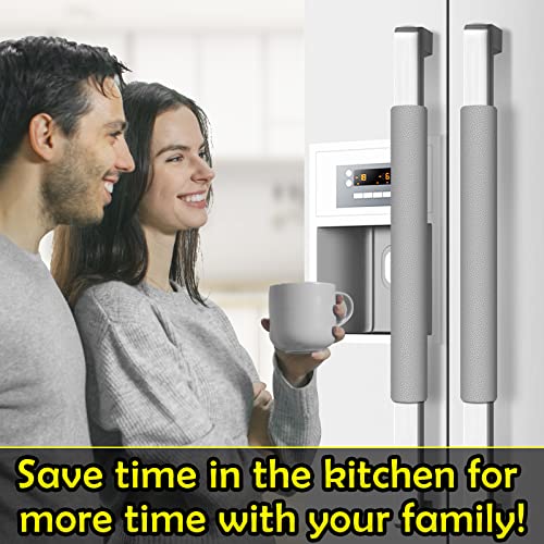 Royleath Refrigerator Door Handle Covers, 6Pcs, Leather Kitchen Appliance Handle Covers, Keep Your Fridge Microwave Oven Stove Or Dishwasher Clean, Stains Dirty Oils, Timesaver, Kitchen Decor (Grey) #TOP3