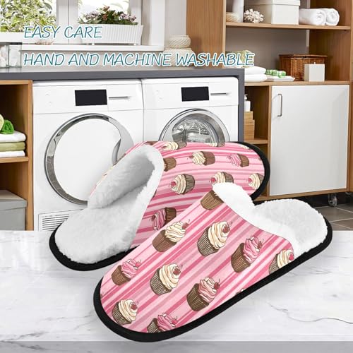 Pink Chocolate Cake Slippers For Women Men Soft Memory Foam Non-Slip Food Winter Indoor House Shoes Travel Slipper3