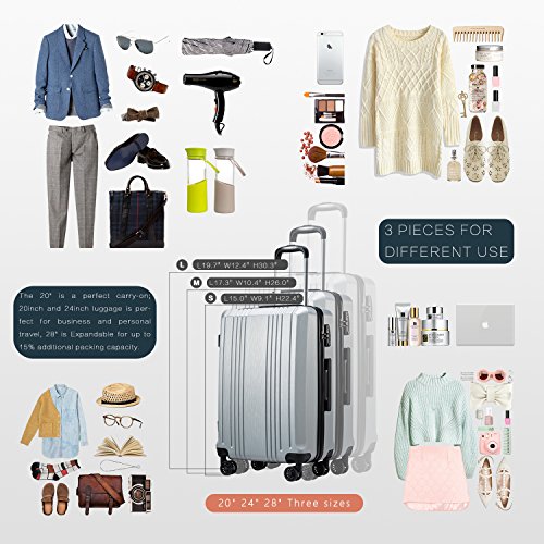 Coolife Luggage Expandable Suitcase Pc+Abs 3 Piece Set thumb #6
