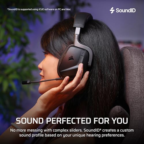 Corsair Void v2 MAX Wireless Gaming Headset for PC, PS5, PS4, Switch, Mobile - Simultaneous 2.4GHz+Bluetooth, Dolby Atmos, Sonarworks SoundID, 70Hr Battery, Fast Charging, Clear Microphone - Carbon - Image 6