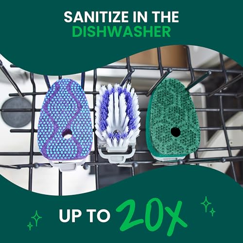 Image of Scotch-Brite Odor Resist Soap Control Dishwand Brush, Non-Scratch Cleaning Brush with Scraper, Stands Upright, 1 Count (Pack of 4)