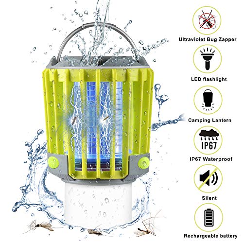 ZinonMax Bug Zapper Portable Camping Lantern with LED Flashlight 3-in-1 Ultra Bright 350LM/2200mAh