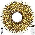 Christmas Lights Outdoor 108FT 300 LED String Lights with 8 Modes & Timer Remote, End to End Conectable, UL Listed, Green Wire